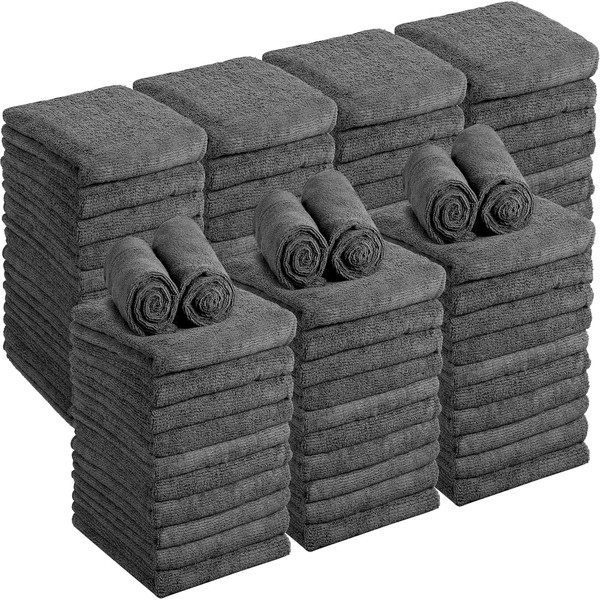 48 Pack Bleach Proof Salon Towels Microfiber Absorbent Towels Bleach Resistant Hair Towel Quick Dry Hand Towels Bulk for Gym Bath Spa Home Hair Drying, 16 x 27 Inches (Grey)