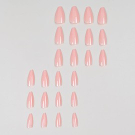 Caiguoer 24pcs Almond Fake Nails Gradient False Nails Mid Length French Press on Nails for Women and Girls