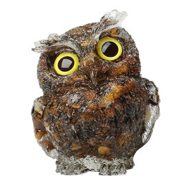 Sahoottie 2.4" Owl Figurine Owl Decor Crystal Resin Owl Statue Cute Owl Gifts for Owl Lovers Women Men Office Room Decor Men Tiger Eye Owl Ornament