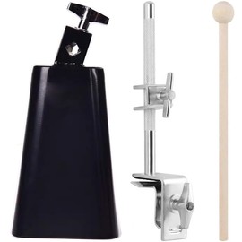 7 Inch Cowbell And Cowbell Clamp, Cowbell Holder Percussion Accessory, Adjustable Drum Cowbell Mount for Bass Drum Hoop Up or Down Drum Stick