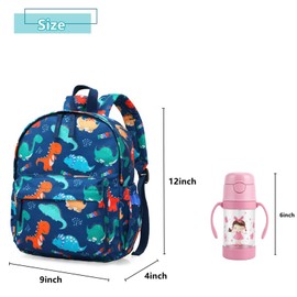 KK CRAFTS Preschool Backpack Kindergarten Little Kid Toddler School Backpacks for Boys and Girls with Chest Strap(Dark Blue Dino)