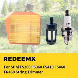 REDEEMX FS240 Air Filter 4147 141 0300 Maintenance Kit Compatible with Stihl FS260 FS360 FS410 FS460 FR460 String Trimmer Tune Up Rebuild Spark Plug Fuel Filter Replacement Part