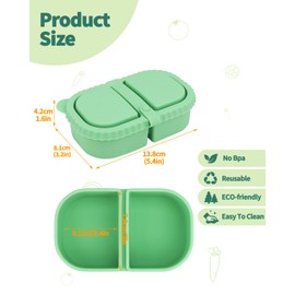 Cfyosnk Reusable Silicone Snack Containers with Lids, Double Compartment Snack Container, Mini Snack Box Container for Travel, Office, Picnics (8.5 Oz)