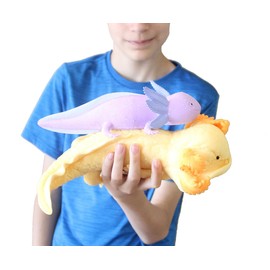 All 4 Jumbo 9" Grow an Axolotl - Add Water and it Grows - Gift - Fun Critter Fun Science Expanding Novelty Magic Absorbent Polymer Toy (Set of All 4 Color Larger (9") Axolotls)