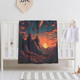 E-RIDES 76x100CM Baby and Pet Blanket - Clouds and Hot Air Balloons Blanket Throw for Nursery, Toddlers and Pets, Cozy and Warm, Ideal for Cribs and Pet Beds - Perfect Newborn Baby Gift