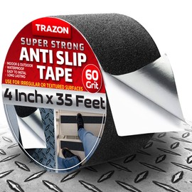 Trazon Grip Tape - Heavy Duty Anti Slip Tape with Aggresive Adhesion for Irregular or Textured Surfaces Outdoor/Indoor Waterproof 4Inch x 35Ft Safety Non Skid Roll