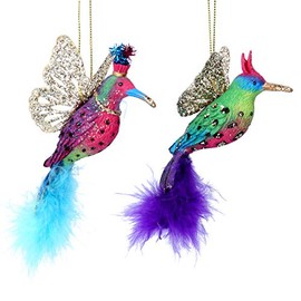 Gisela Graham Resin Christmas Decoration (10cm) - Hummingbird w Feathers