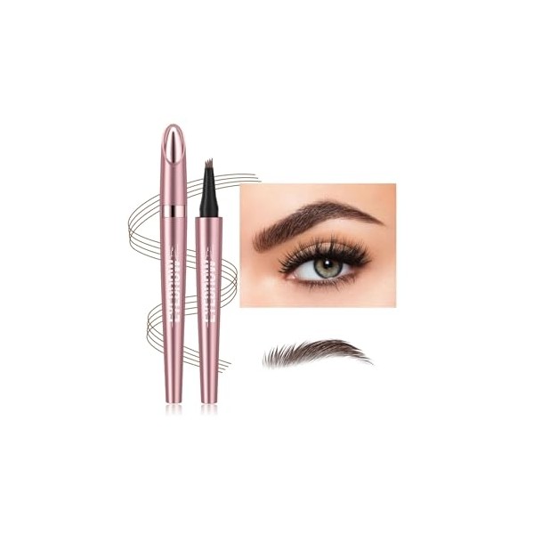 Magic Eyebrow Pencil, 3D Micro-Flashing Waterproof Glasses Pen, Long-life natural