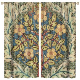 GoDazzling William Morris Botanical Art Windows Curtains Famous Floral Patterns Vintage Floral Patterns Blackout Curtains, for Living Room Bedroom 42x45in 2 Panels