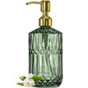 JASAI 18Oz Green Glass Soap Dispenser with Gold Rust Proof