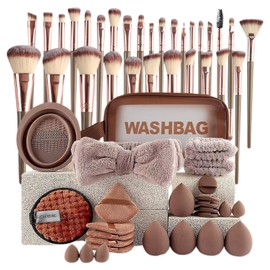 Makeup Brushes Foundation Set - 56X Foundation Blush Concealer Powder Applicator Kit,Makeup Applicators Set with Organizer Bag for Face, Eyes, Lips, Cheeks