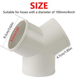 CABAX 3-Way Y Shape Plastic Duct Connector Splitter for Exhaust ABS Duct Connector Fan Dryer Vent Hose Adapter Splitter Fit for 4 Inch Hose