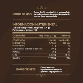 B Life Calostro Vacuno | 240 Cápsulas | 1400 mg por porción | Concentrado de Nutrientes de la Primera Lactancia | Ingredientes Naturales | Colostrum.