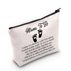 JNIAP Mama To Be Cosmetic Bag First Time Mommy New Mom Gift Pregnancy Announcement Makeup Bag Toiletry Zipper Pouch