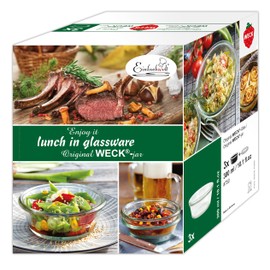 Weck Gourmet Jars 300 ml Pack of 3 Gourmet Jars for Salads or Small Meals with 120 mm RR Lid 19815, Clear