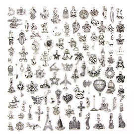 100pcs venta al por mayor de joyería de plata tibetana mixta que hace encantos colgantes DIY accesorios de joyería accesorio para collar pulsera artesanía