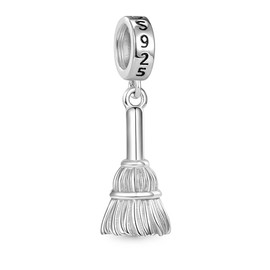 GNOCE Witch Broomstick Pendant Charm Sterling Silver Witch Broomstick Dangle Charm Fit Bracelet/Necklace for Women Wife/Jewelry Gift