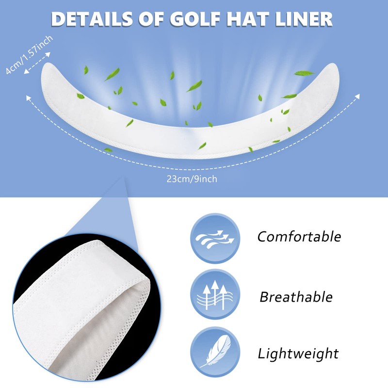 Gejoy Golf Hat Liner Absorbent Sweat Pad Disposable for Baseball