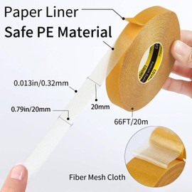 COUMENO 2 Pack 0.79inX66FT Double Sided Mounting Tape Strong Stickness, Easy to Use Yellow