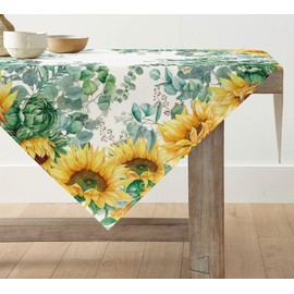Artoid Mode Sunflower Eucalyptus Spring Table Linen, Seasonal Summer Kitchen Table Decoration, Indoor, Holiday, Party Decor, 85 x 85 cm