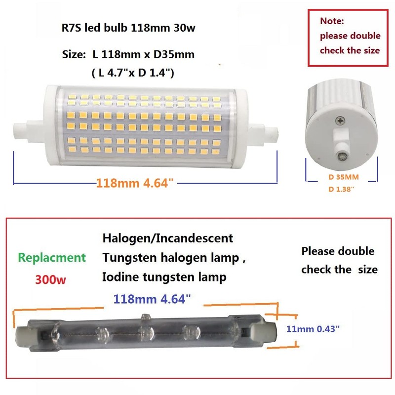 WELESHEI R7s Led Bulb 118mm 30w Dimmable Bulbs Led Halogen