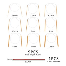 9 Knitting Needles, 1 Crochet Hook, Loop Knitting Stick, Wooden Circular Knitting Needles, Knitting Needles with Transparent Tube, Knitting Tools, Double Pointed Knitting Needles