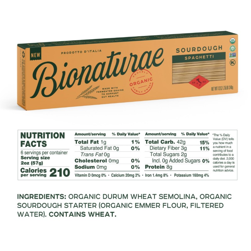 Bionaturae Sourdough Organic Spaghetti Pasta - Spaghetti Noodles Thin, Pasta