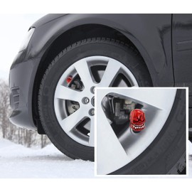 Arenbel Skull Tire Valve Caps, Red, Universal Fit, Resin, 4pcs, Car, Truck, Motorbike, Bicycle