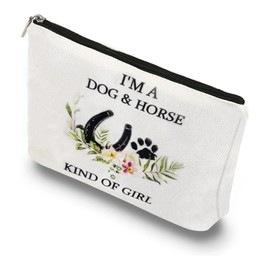 I'm a Dog & Horse Kind of Girl - Cosmetic Bags, Makeup Bags for Women - Dog Mom, Horse Lover Gifts