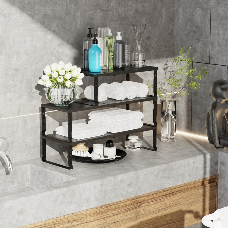 Jojocross Expandable Stackable Spice Rack Organizer for Kitchen Cabinet,Adjustable Counter
