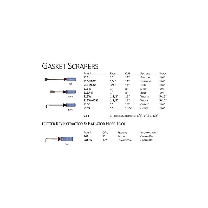 Wilde Tool 516-5 8 inch Gasket Scraper with 1 inch