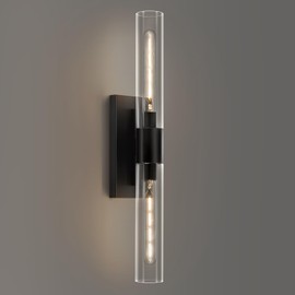 SHEKAITAO 24.8" L Minimalist Style Wall Sconces 2-Lights Black Wall Lights Fixtures Morden Cylinder Wall Light for Bathroom Vanity Light Indoor Wall Mounted Lamps or Living Room,Bedroom,Hallway