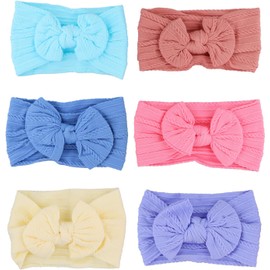 Diademas para Bebé y Niña 6 Piezas, Lazos para el Pelo de Nailon Suave, Bandas Elásticas sin Marcas para Recién Nacidas, Bebés Pequeñas y Niños Pequeños, Accesorios para el Cabello Multicolor