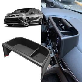 TTCR-II - Bandeja organizadora de salpicadero compatible con Toyota Sienna 2021-2023, para Sienna Dash Console Organizer 2021-2023, bandeja de almacenamiento oculta detrás de la visualización