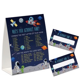 Tuiemie What's Your Astronaut Name Card Game, Baby Shower Games, 30 Name Stickers and 1 Sign, Birthday Game for Adult Parties(ptmzg16)