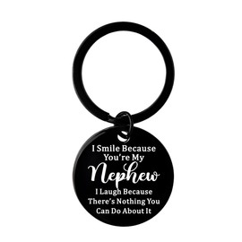 Nephew Gifts from Aunt Auntie, Nephew Birthday Gifts for Nephew Funny Keychain Gifts for Nephew I Love You Gifts for Nephew Birthday Gift for Nephew Gag Keyring Gifts for Nephew Black Key Chain