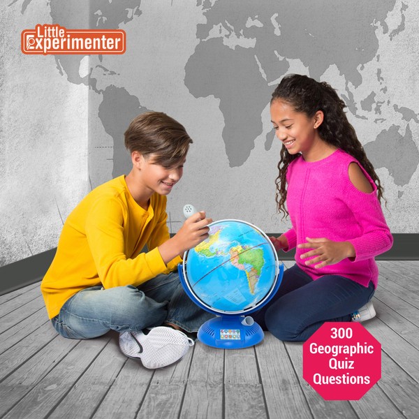 Little Experimenter Talking Globe - Interactive Globe for Kids Learning with Smart Pen - Educational World Globe for Children with Interactive Maps – 9”