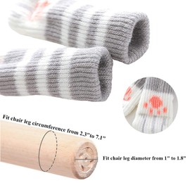 32PCS (8 Sets) Chair Leg Protectors Fancy Cat Paw Socks Non Slip Chair Leg Feet Socks, High Elastic Furniture Socks Pads, Fit Furniture Feet Girth from 2.3" to 7.1", Knitted Furniture Cups
