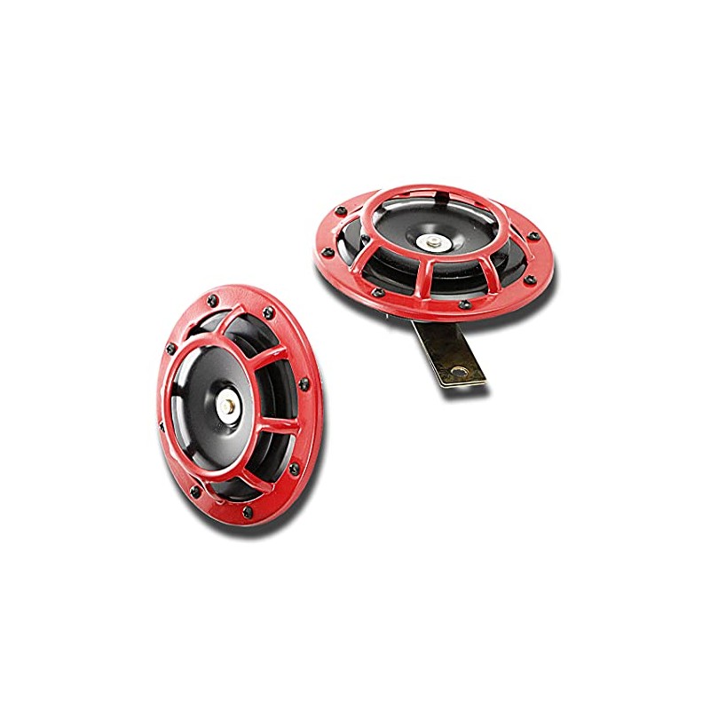 2 x 12V RED HORNS ELECTROMAGNETIC KLAXONS WITH BRACKETS /NO