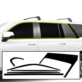 BOGAR TECH DESIGNS Side Window Trim Chrome Delete Overlay Compatible with Cadilliac Escalade ESV 2021-2024, Gloss Black