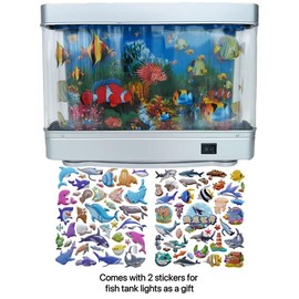 Fake Fish Tank Lamp - Moving Aquarium Night Light with Virtual Ocean Effect, 80s Retro Design for Adult Relaxation, Artificial Aquarium Decorative Lamp for Kids' Room and Cat Owners(US Plug)