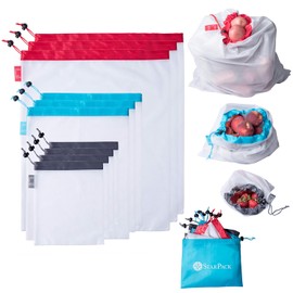 StarPack Reusable Produce Bags - Zero Waste Mesh Bags for Eco Friendly Grocery Shopping, Includes Storage Pouch