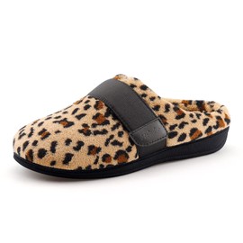 BCSTUDIO Women’s Orthotic Slippers with Arch Support Orthopedic Adjustable Ladies Shoes（ Leopard 11）