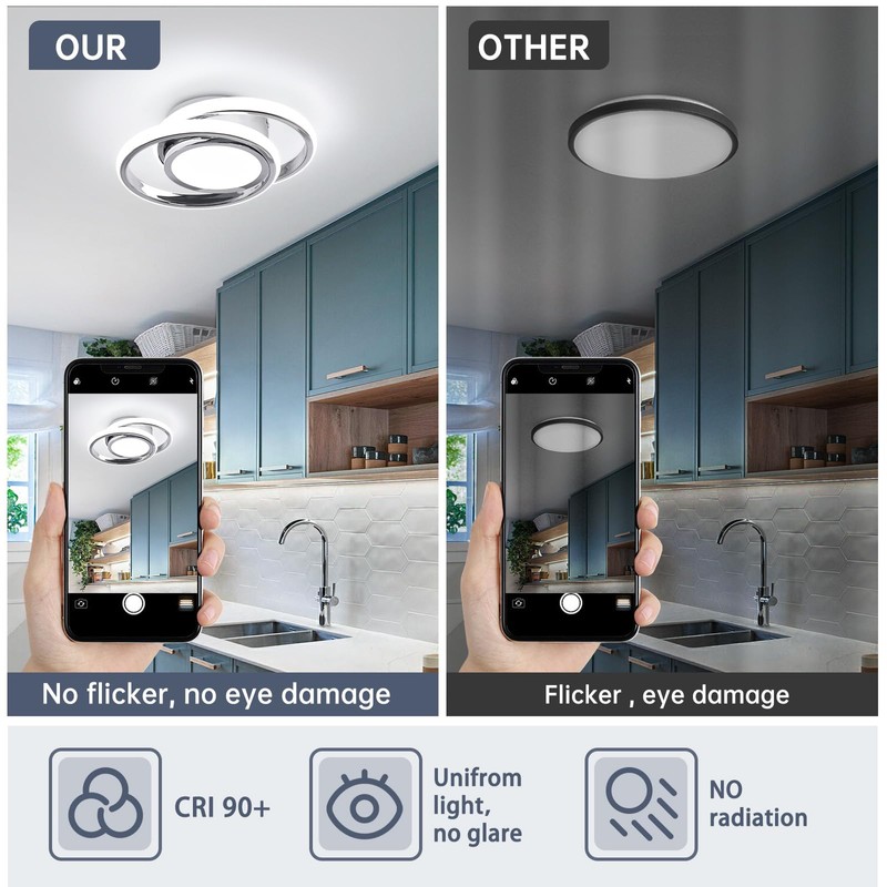 CANEOE Small Modern Ceiling Light,6000K Cool White Round Led Hallway