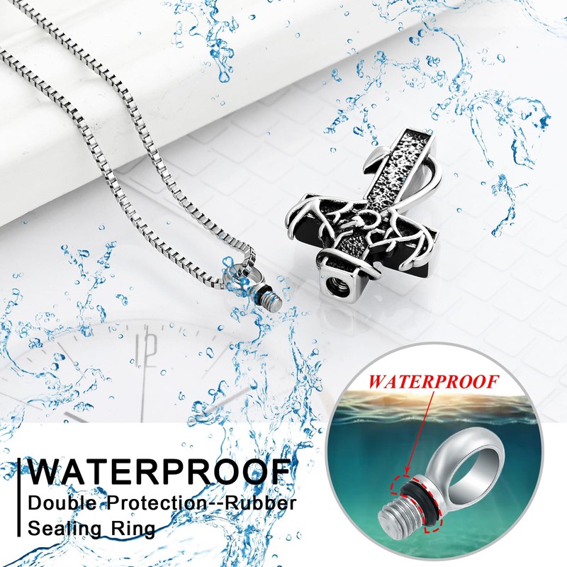 XSMZB Cross Cremation Jewelry Urn Necklace for Human Ashes Fish