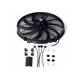 SUPERFASTRACING 16" inch Universal Slim Fan Push Pull Electric Radiator Cooling 12V Mount Kit Black