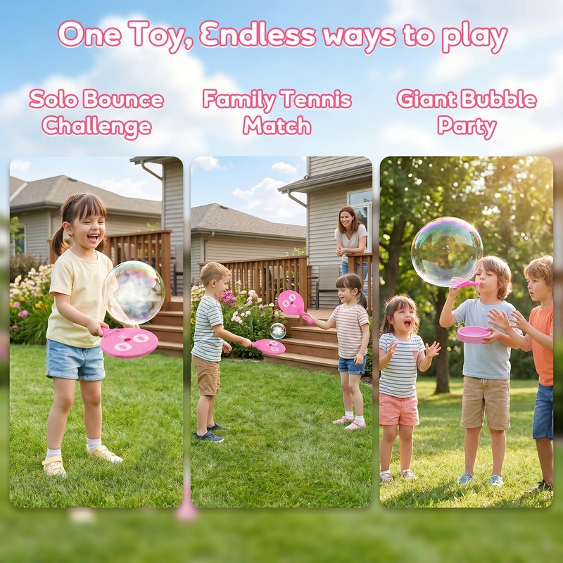 Racket Bubbles for Kids, Bubble Ball Racket Interactive Toy for