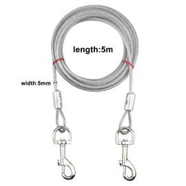 Jinlaili 16.4 ft (5 m) Tie Out Cables for Dogs, Tie-Out Leads for Dogs, Pet Tie Out Cables up to 176 lbs, for Small, Medium or Large Dogs (White)