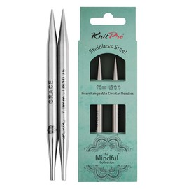 KnitPro K36161 - Puntas para aguja, acero inoxidable, plata, 13 cm, 7 mm, 2 cuentas