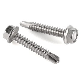 #12 x 1-1/4" Hex Washer Head Self Drilling Screws, Self Tapping Sheet Metal Screws, 410 Stainless Steel, 50 PCS
